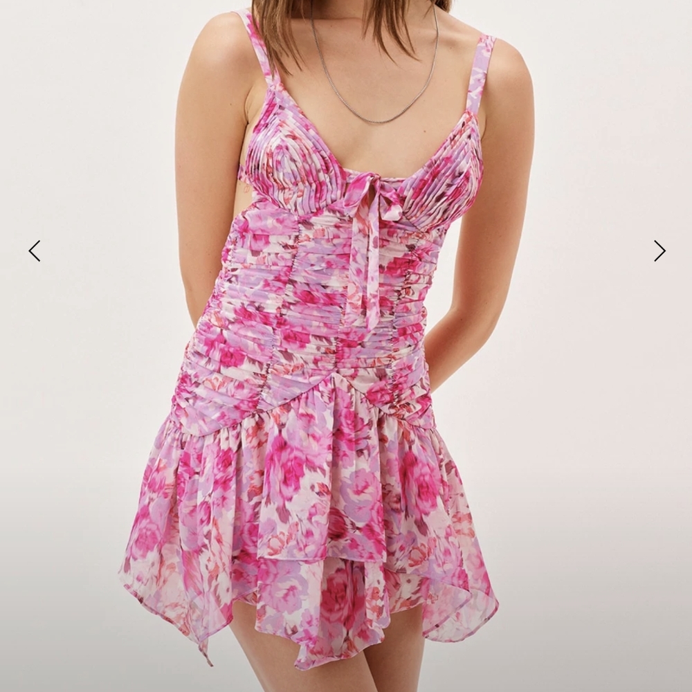 For Love & Lemons Kacey Chiffon  Mini Dress